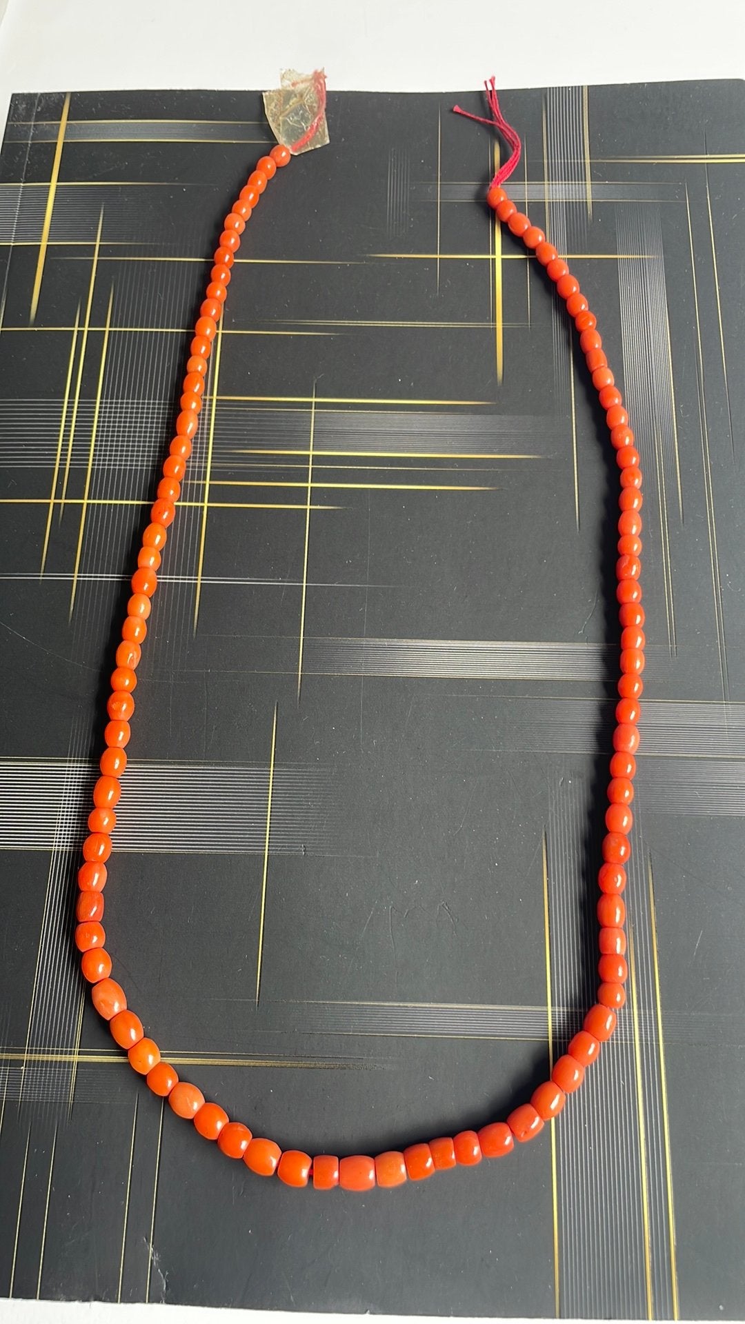 Bloedkoraal streng 5mm 50cm 19,5 gram, Ophalen, Zo goed als nieuw, Rood, Goud