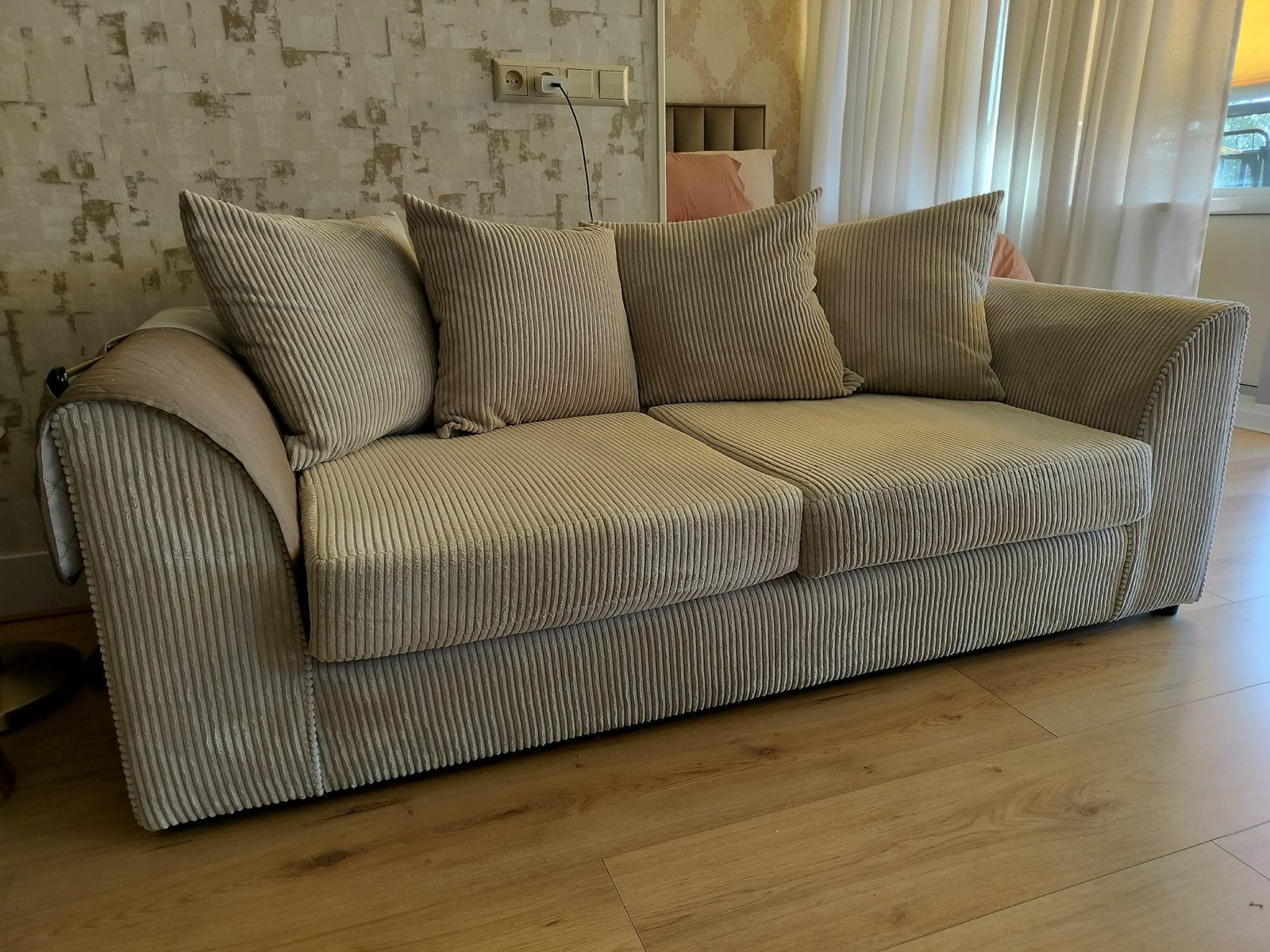 Comfortabel bank - ribstof, Ophalen, 150 tot 200 cm, Tweepersoons, 75 tot 100 cm