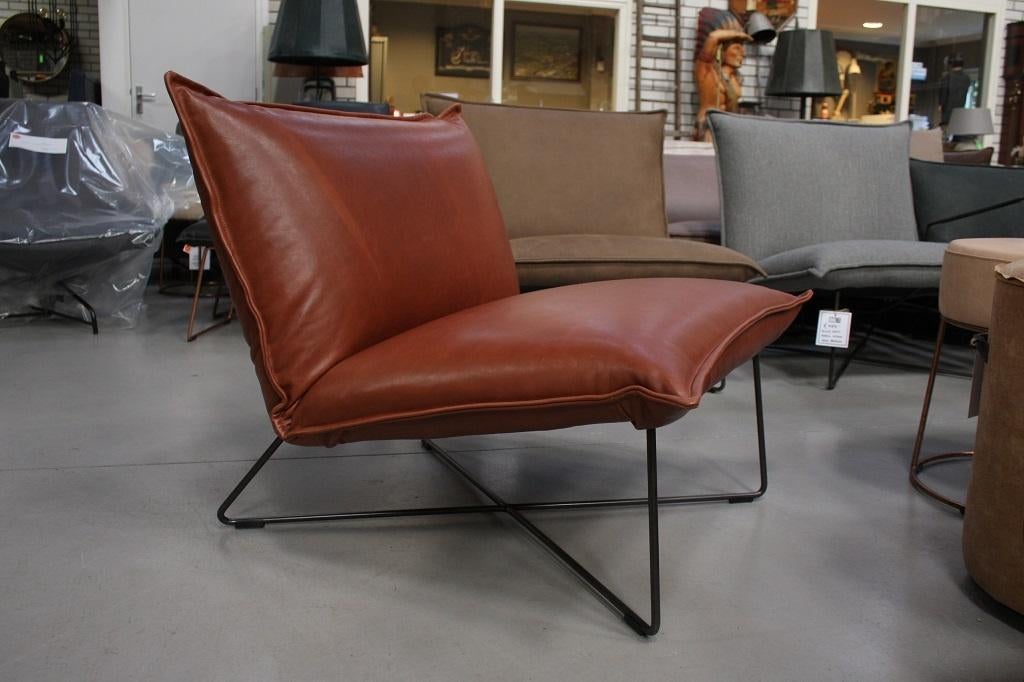 Luxe fauteuil EARL Jess Design bruin cognac Luxor Tan, Huis en Inrichting, Fauteuils, Ophalen, 75 tot 100 cm, Zo goed als nieuw