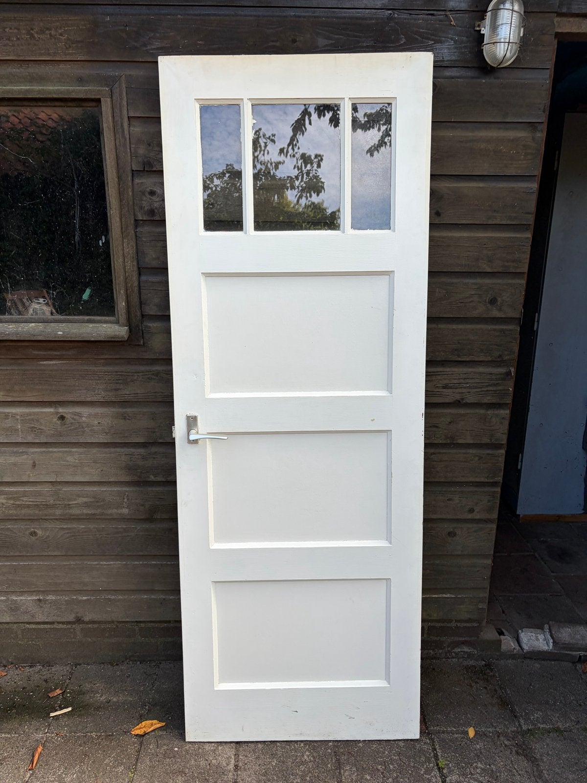 Gebruikte binnendeur met glas, circa 70x200 cm, Doe-het-zelf en Verbouw, Deuren en Horren, Gebruikt, Minder dan 80 cm, Binnendeur