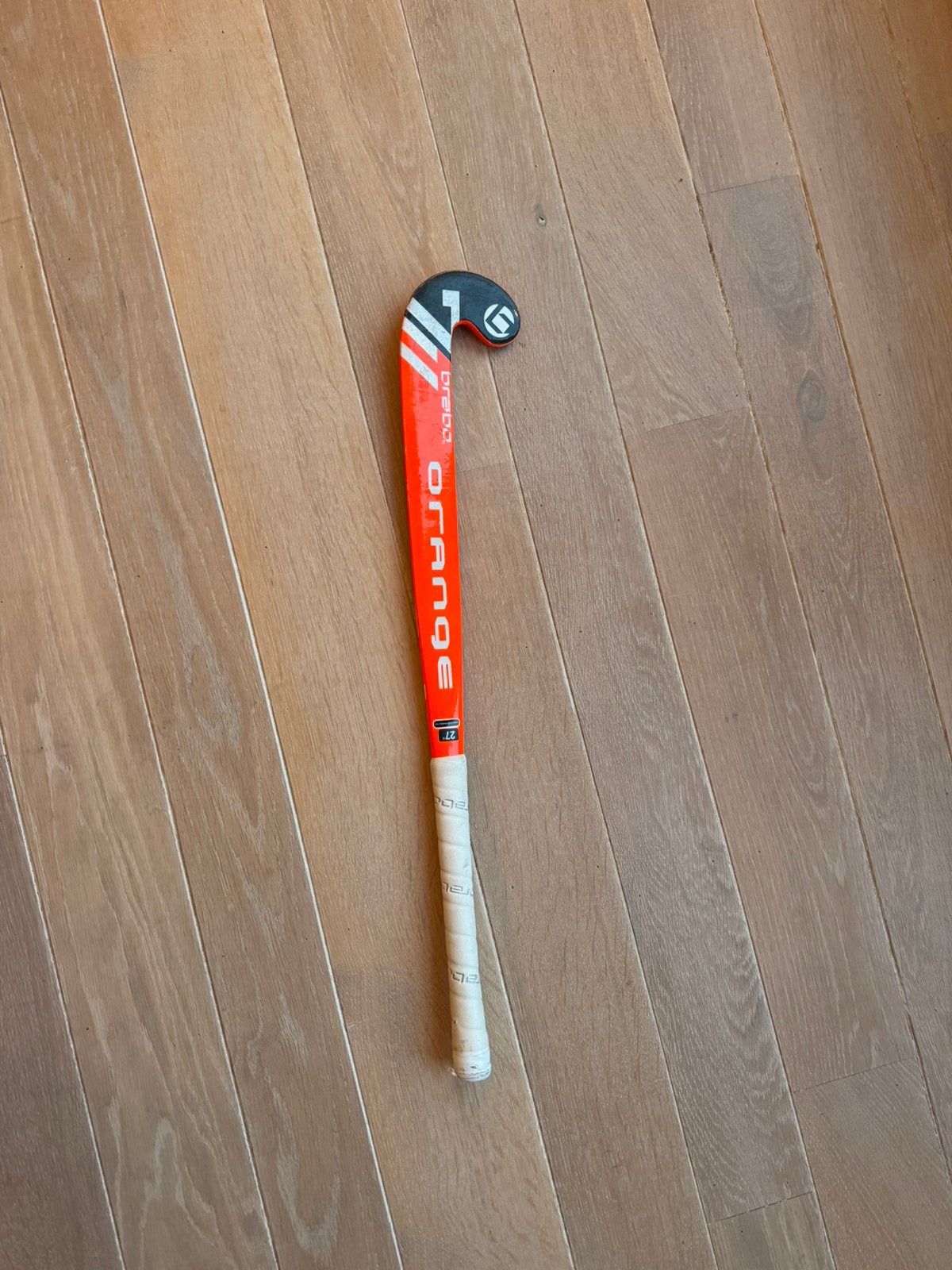 Oranje hockeystick, Sport en Fitness, Ophalen of Verzenden, Gebruikt, Stick