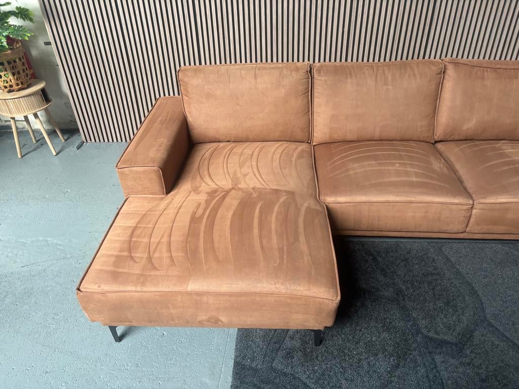 GRATIS LEVERING U-Bank Cognac 340x260x150 GEREINIGD, Hoekbank, 300 cm of meer, Ophalen of Verzenden, Zo goed als nieuw
