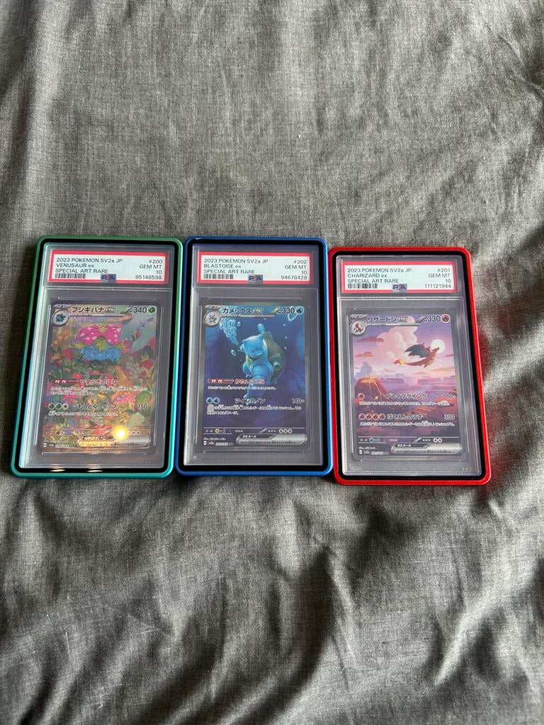 151 (JPN) psa 10 charizard, blastoise, venusaur, Ophalen of Verzenden, Zo goed als nieuw