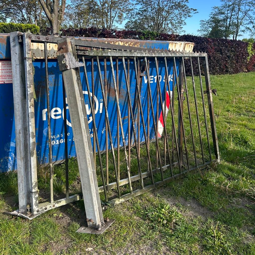 Hek werk poort dubbel, Tuin en Terras, Tuinhekken en Hekwerk, Ophalen of Verzenden, Zo goed als nieuw, IJzer