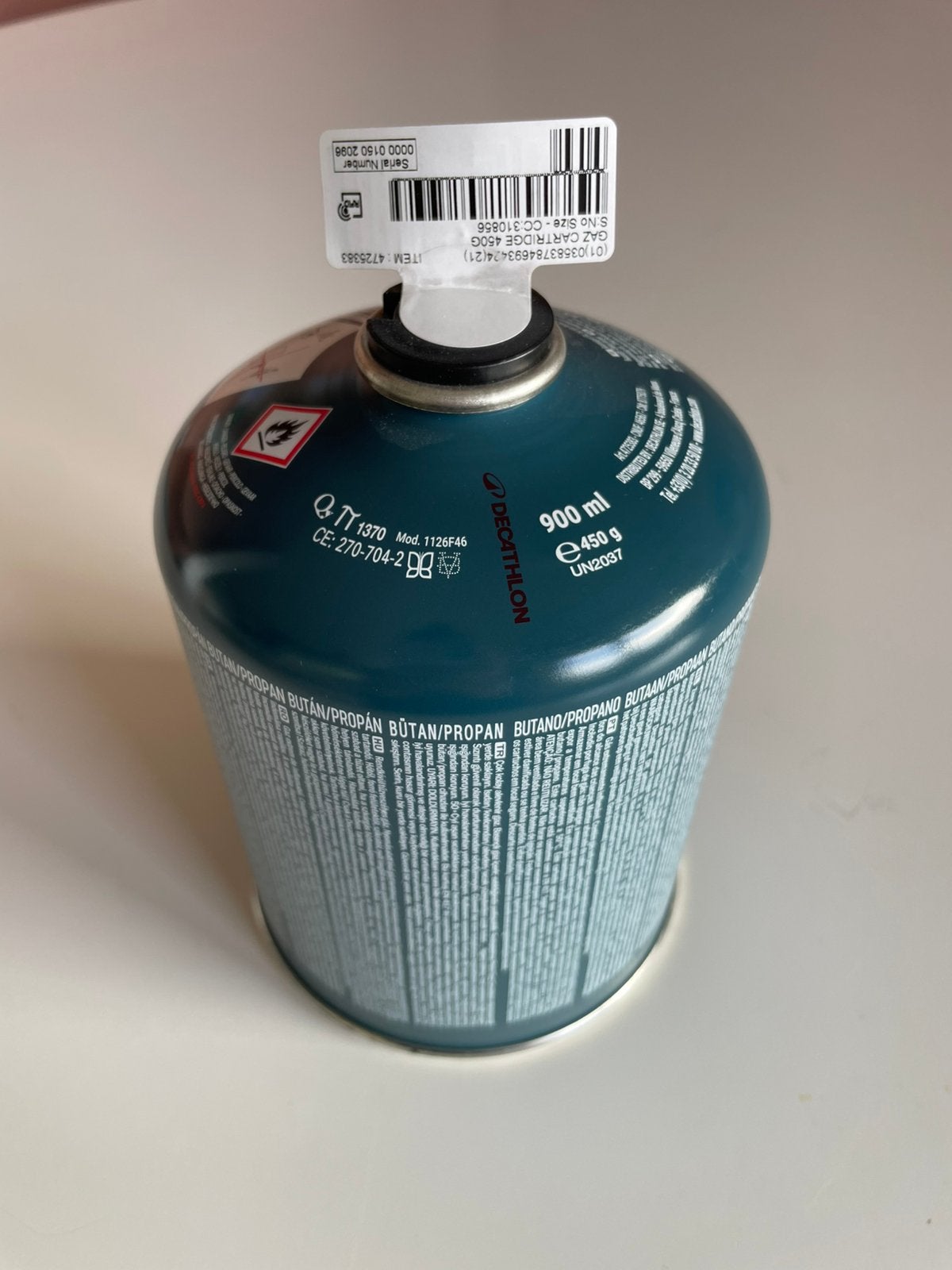 Decathlon schroefbaar gaspatroon 450 gr, Ophalen, Nieuw