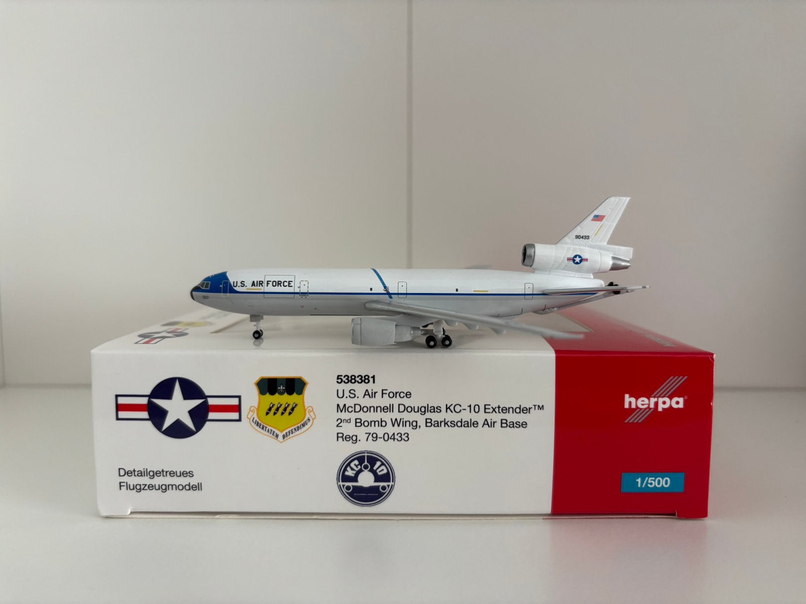 Herpa 538381 U.S. Air Force McDonnell Douglas KC-10 1:500, Verzamelen, Ophalen of Verzenden, Zo goed als nieuw, Schaalmodel