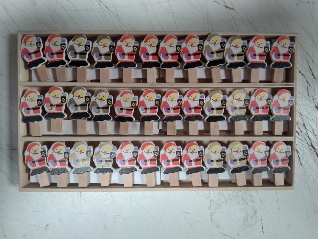kistje met 36 wasknijpertjes kerstman kerst, Nieuw, Meerkleurig, Knutselwerk, Kerstmis