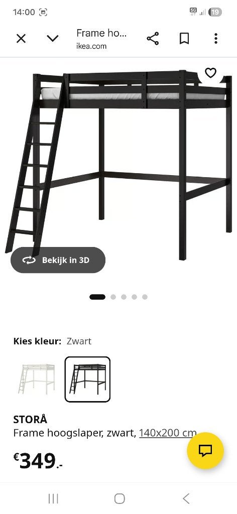 Ikea slaapkamer, Ophalen, Wit, Tweepersoons, 140 cm