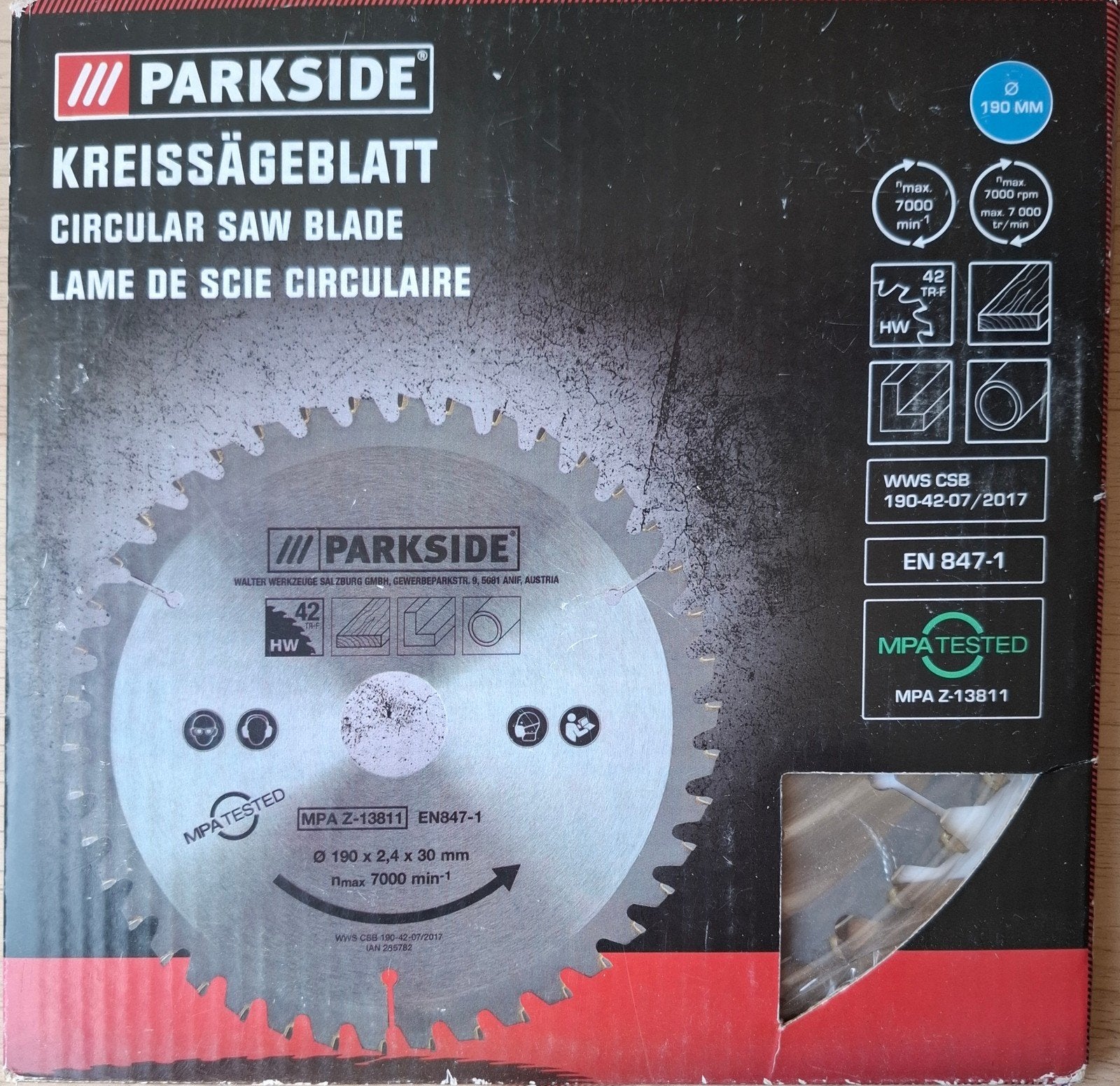 Parkside Cirkelzaagblad 190mm - Nieuw, Cirkelzaag, 70 mm of meer, Nieuw, Ophalen of Verzenden
