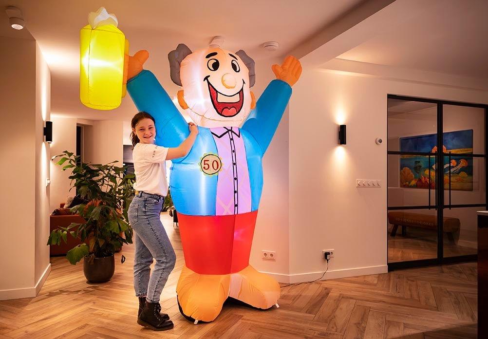 indoor abraham feestend opblaasbaar te huur, Hobby en Vrije tijd, Feestartikelen | Verhuur, Ophalen, Zo goed als nieuw, Abraham of Sarah