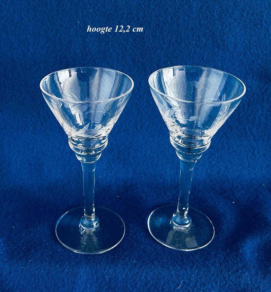 2 Port Sherryglazen 12,2h Glas Kristal Gegraveerd, Ophalen