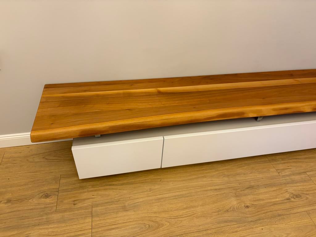Zwevend tv meubel met lade en glasplaat, Ophalen, Gebruikt, 150 tot 200 cm, Minder dan 100 cm
