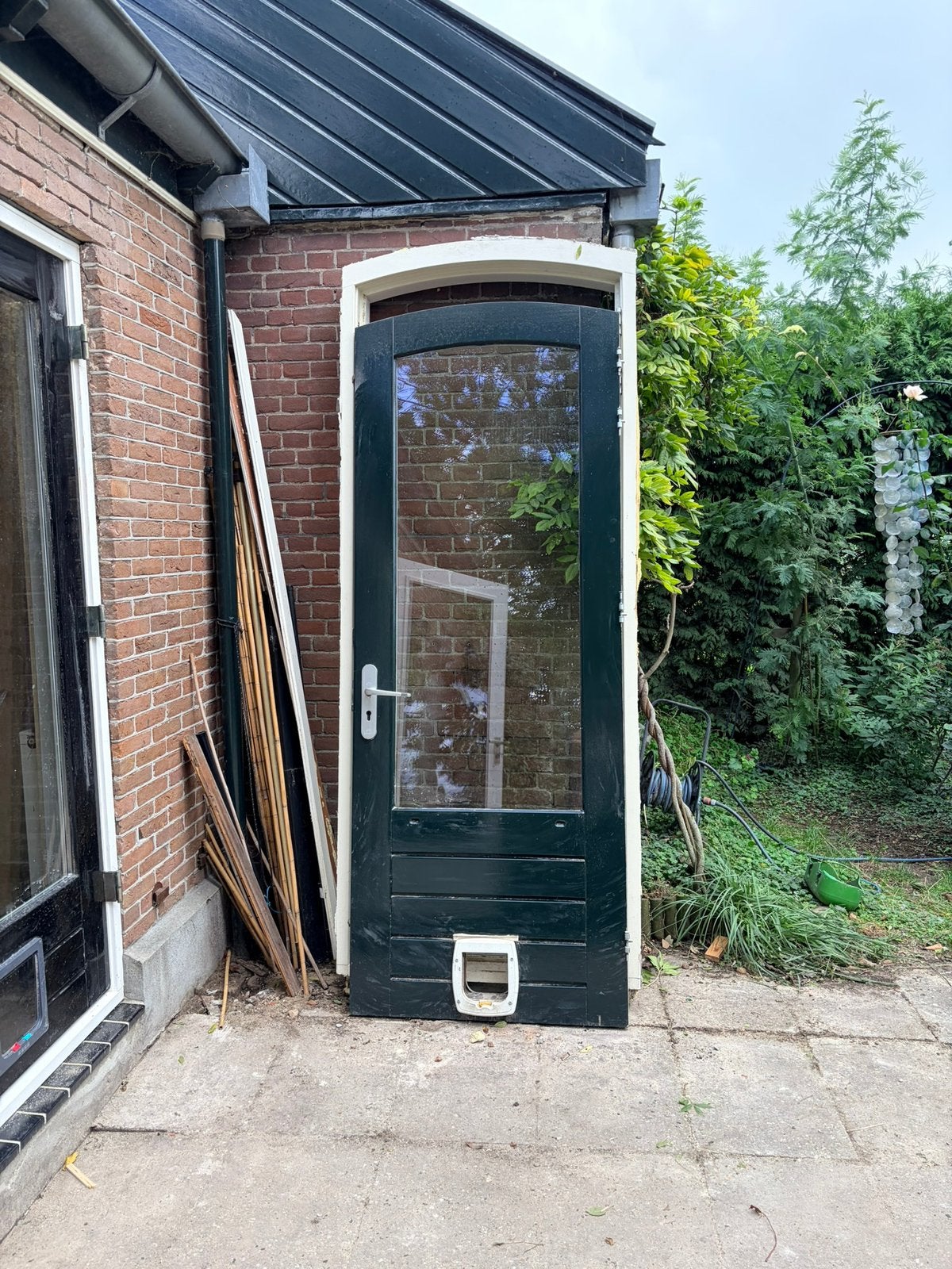 Toogdeur, buitendeur met kozijn, Doe-het-zelf en Verbouw, Gebruikt, 215 cm of meer, Buitendeur, Glas