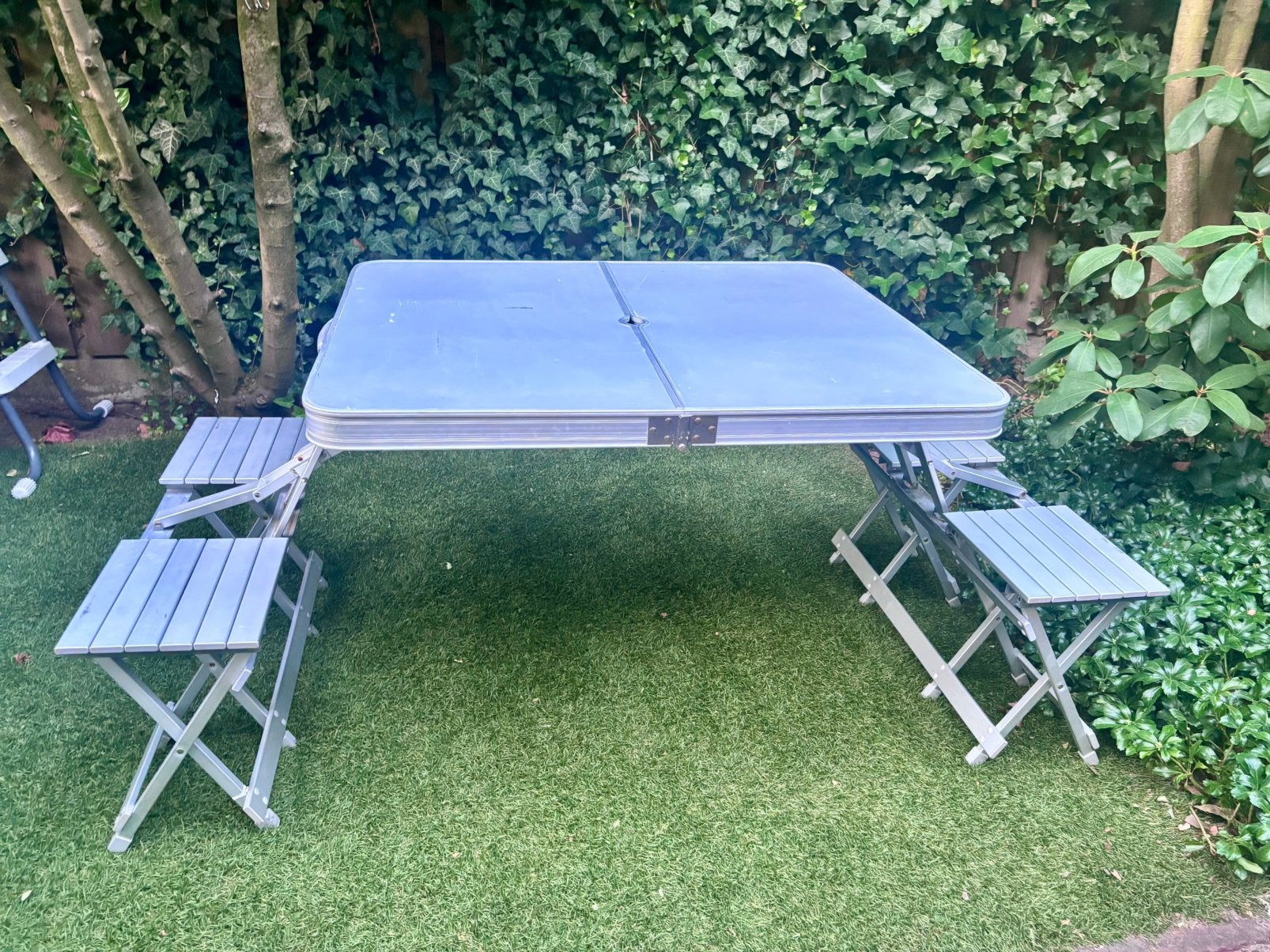 Stevige inklapbare camping picknicktafel met 4 stoeltjes, Ophalen, Gebruikt, Campingtafel