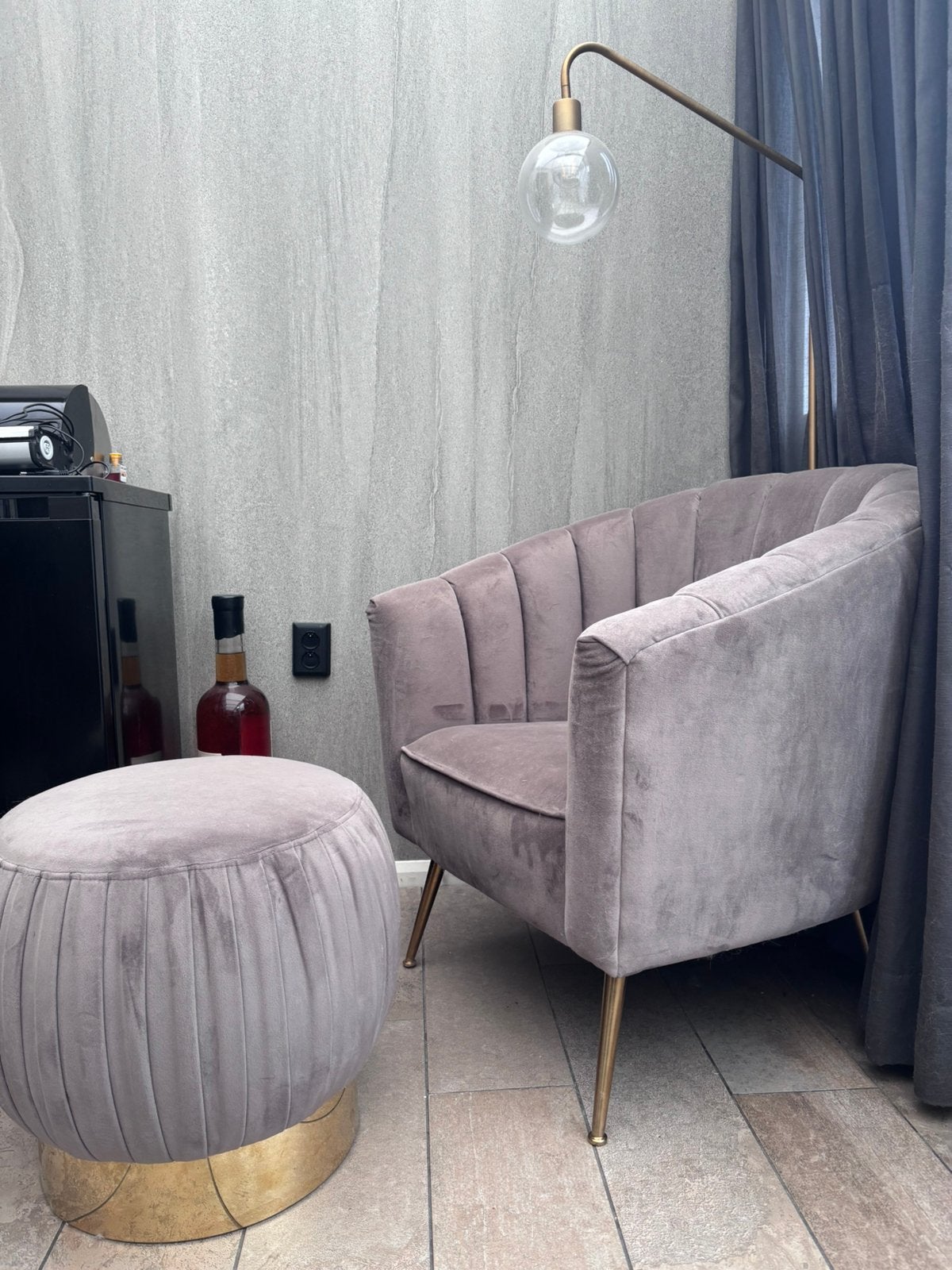 Richmond Shelly fauteuil + poef, Ophalen, Eenpersoons, 75 tot 100 cm, Zo goed als nieuw