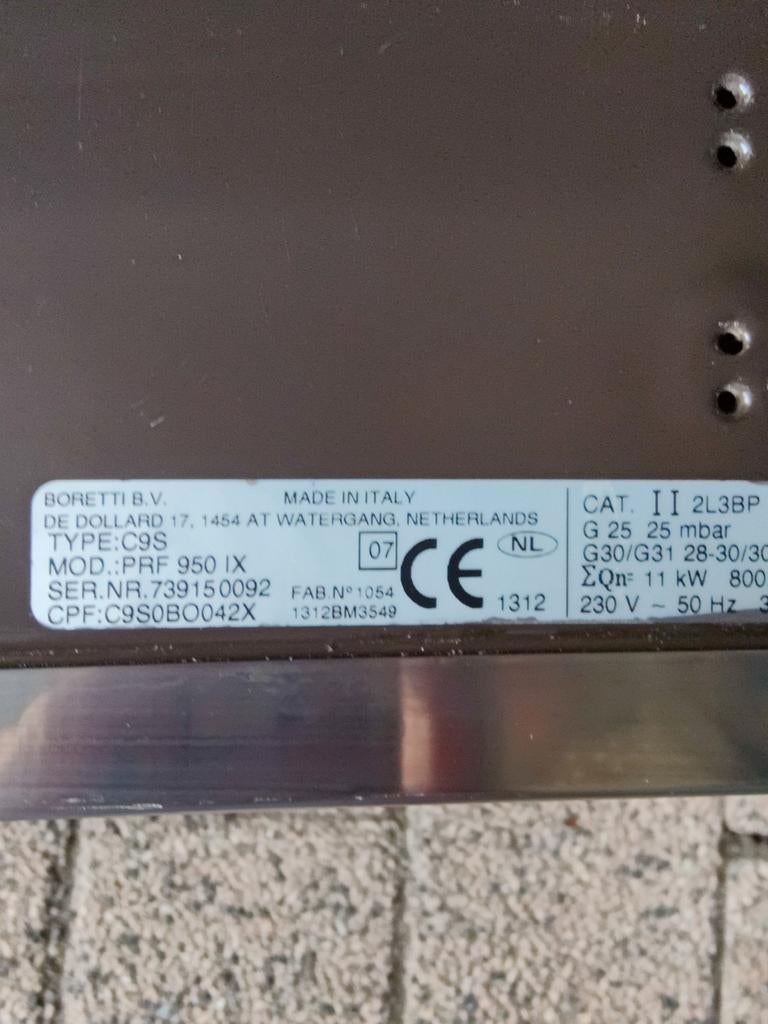 Boretti Fornuis PRF 950 IX - Gasfornuis met Oven, Ophalen, Gebruikt, 60 cm of meer, Gas