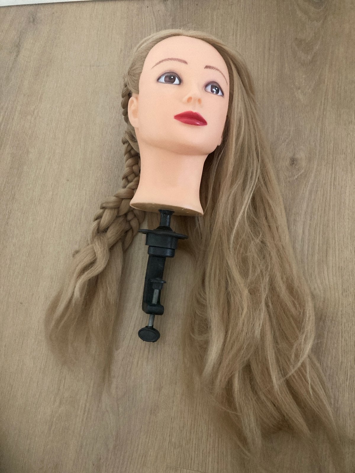 Kapperspop met lang blond haar en tafelklem, Ophalen, Gebruikt, Overige typen
