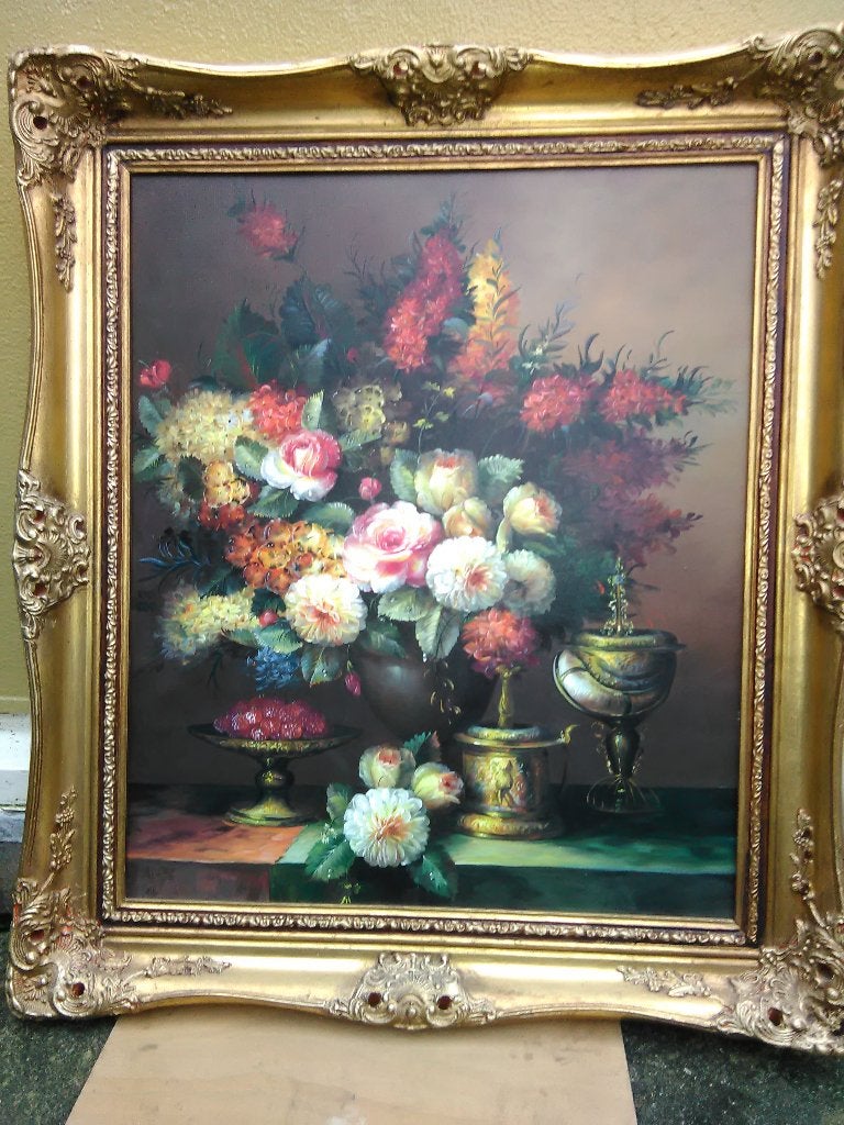 schilderij, stilleven, bloemen, Nederlandse school, Doek, Stilleven, Ophalen of Verzenden