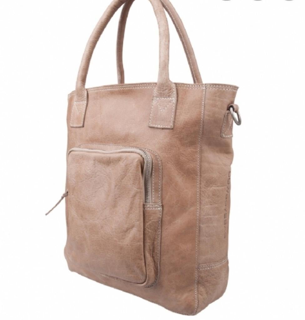 Cowboysbag Mellor Leren Handtas - Beige, Ophalen of Verzenden, Gebruikt, Beige, Handtas