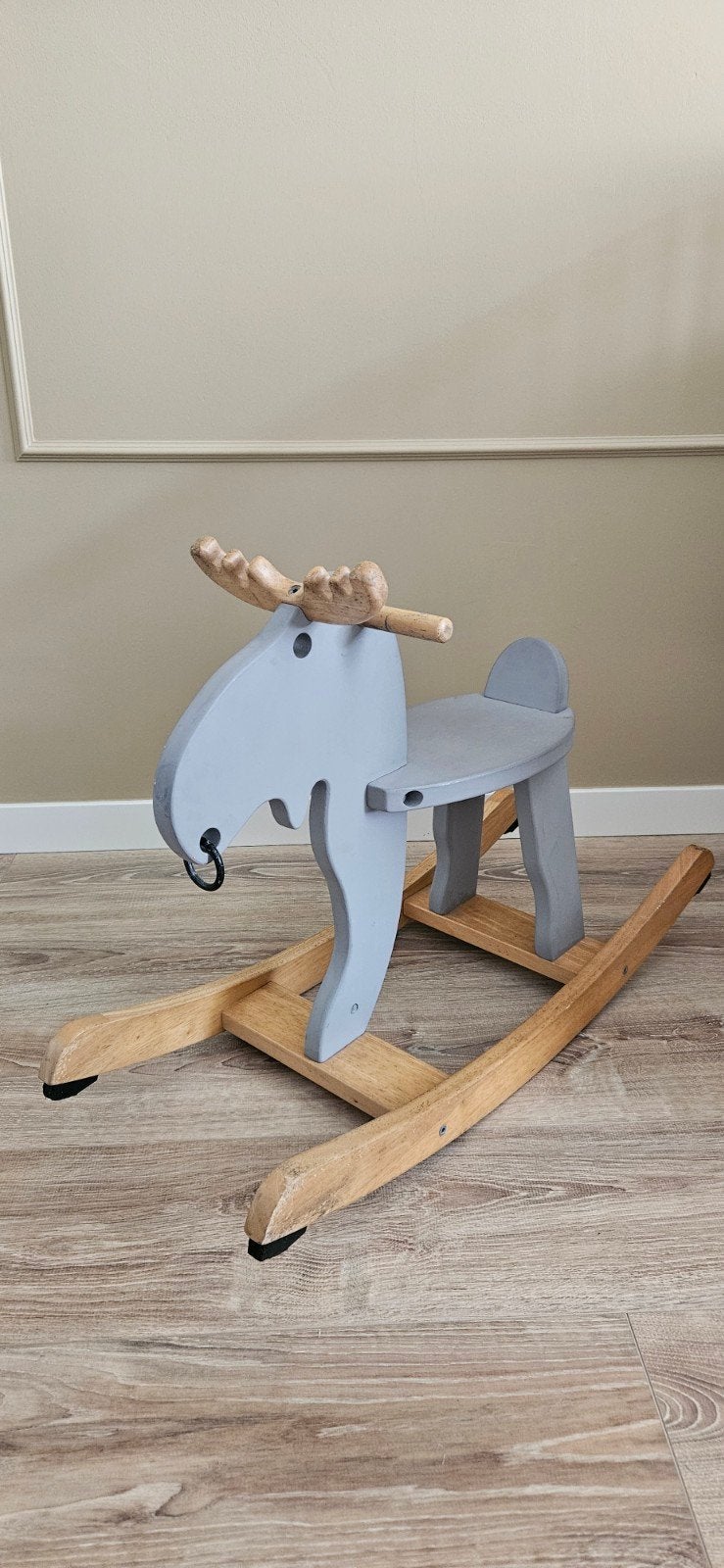 Houten hobbelpaard eland grijs, Ophalen, Gebruikt, Rij- of Hobbelspeelgoed