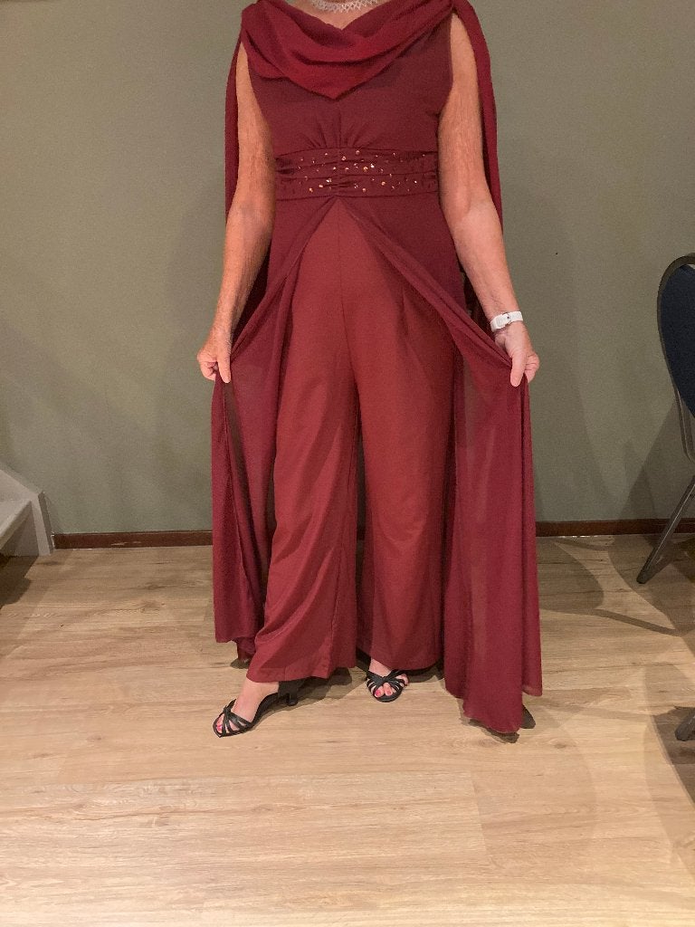 gala broek/jurk mt M bordeau rood, Galajurk, Ophalen of Verzenden, Zo goed als nieuw, Maat 36 (S)