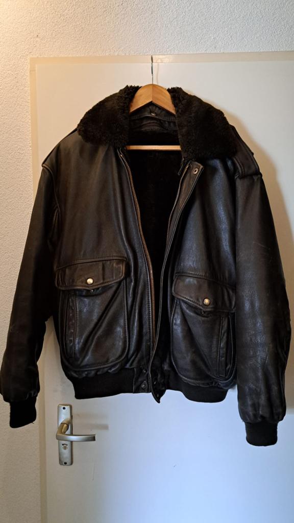 Leren pilotenjack, Kleding | Heren, Jassen | Winter, Zo goed als nieuw, Maat 56/58 (XL), Bruin, Ophalen of Verzenden