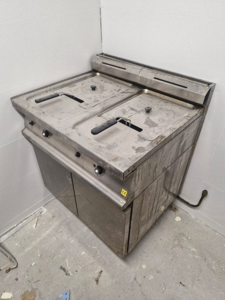 Professionele Dubbele Gas Friteuse RVS – Horeca, Witgoed en Apparatuur, Frituurpannen, 4 liter of meer, Ophalen, Gebruikt, Duo-friteuse