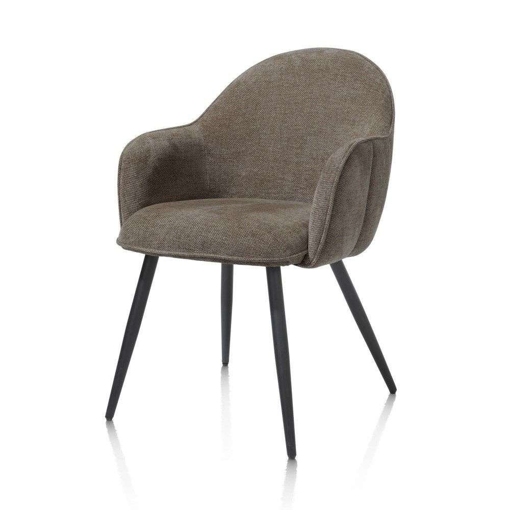 6 Armleuning stoelen, kleur bruin. zwarte poten Astoria, Huis en Inrichting, Stoelen, Ophalen, Bruin, Nieuw, Stof