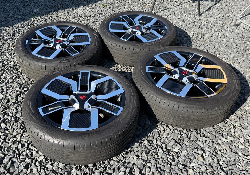 18” Renault 5 Techno velgen + Continental banden 195/55-18, Auto-onderdelen, Banden en Velgen, Banden en Velgen, Zomerbanden, 18 inch