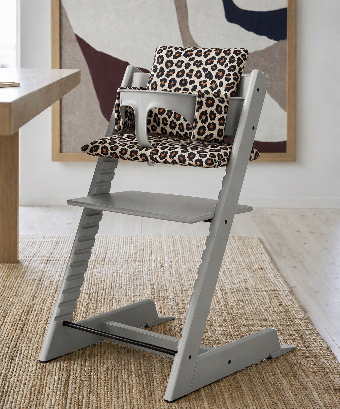 Nieuw! Panterprint Luipaar Tripp Trapp stoel kussenset, Ophalen of Verzenden, Zo goed als nieuw, Meegroeistoel, Stoelverkleiner