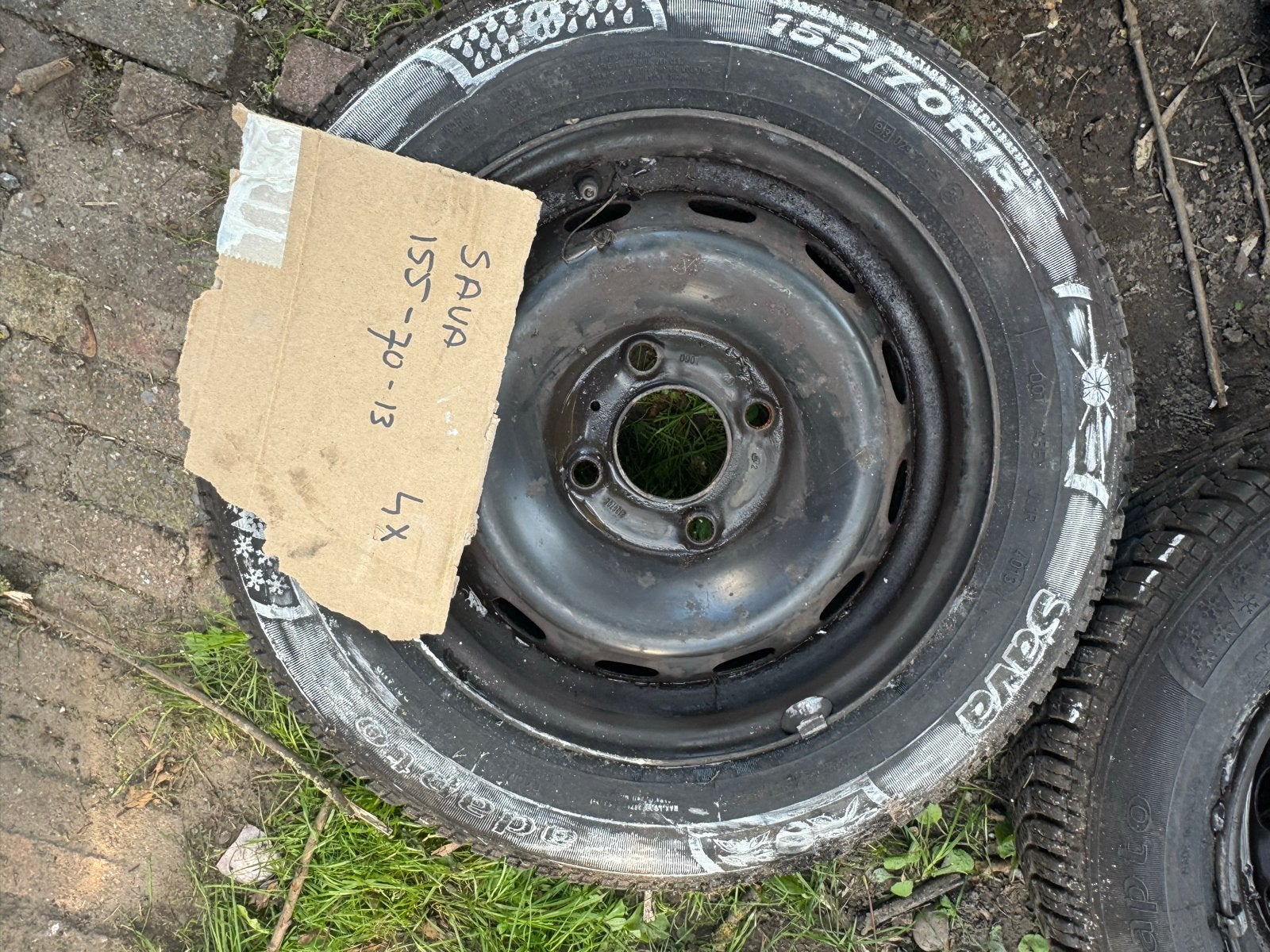 4x Sava 155/70 R13 winterbanden op stalen velg, Ophalen