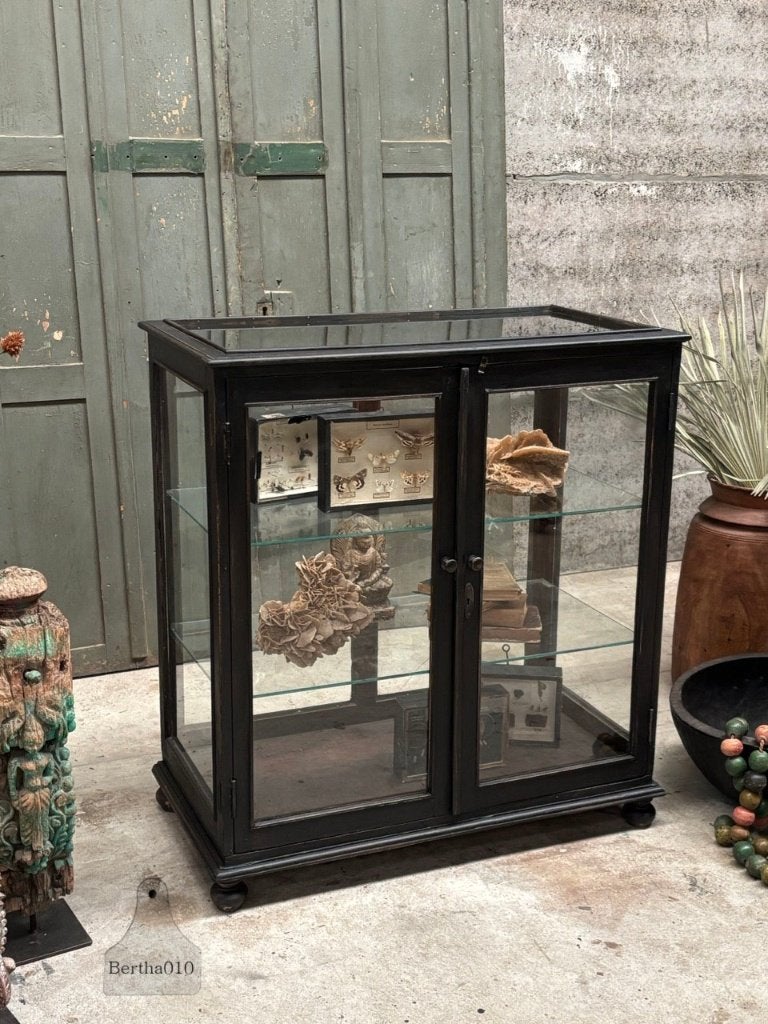Oude museum vitrine toonbank winkelvitrine, Ophalen of Verzenden