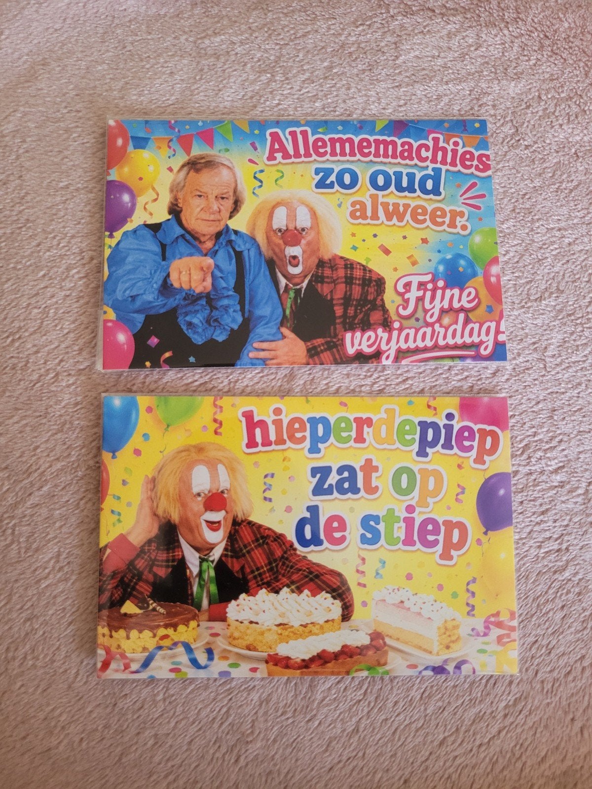 2 verjaardagskaarten van bassie en adriaan, Diversen, Ophalen of Verzenden