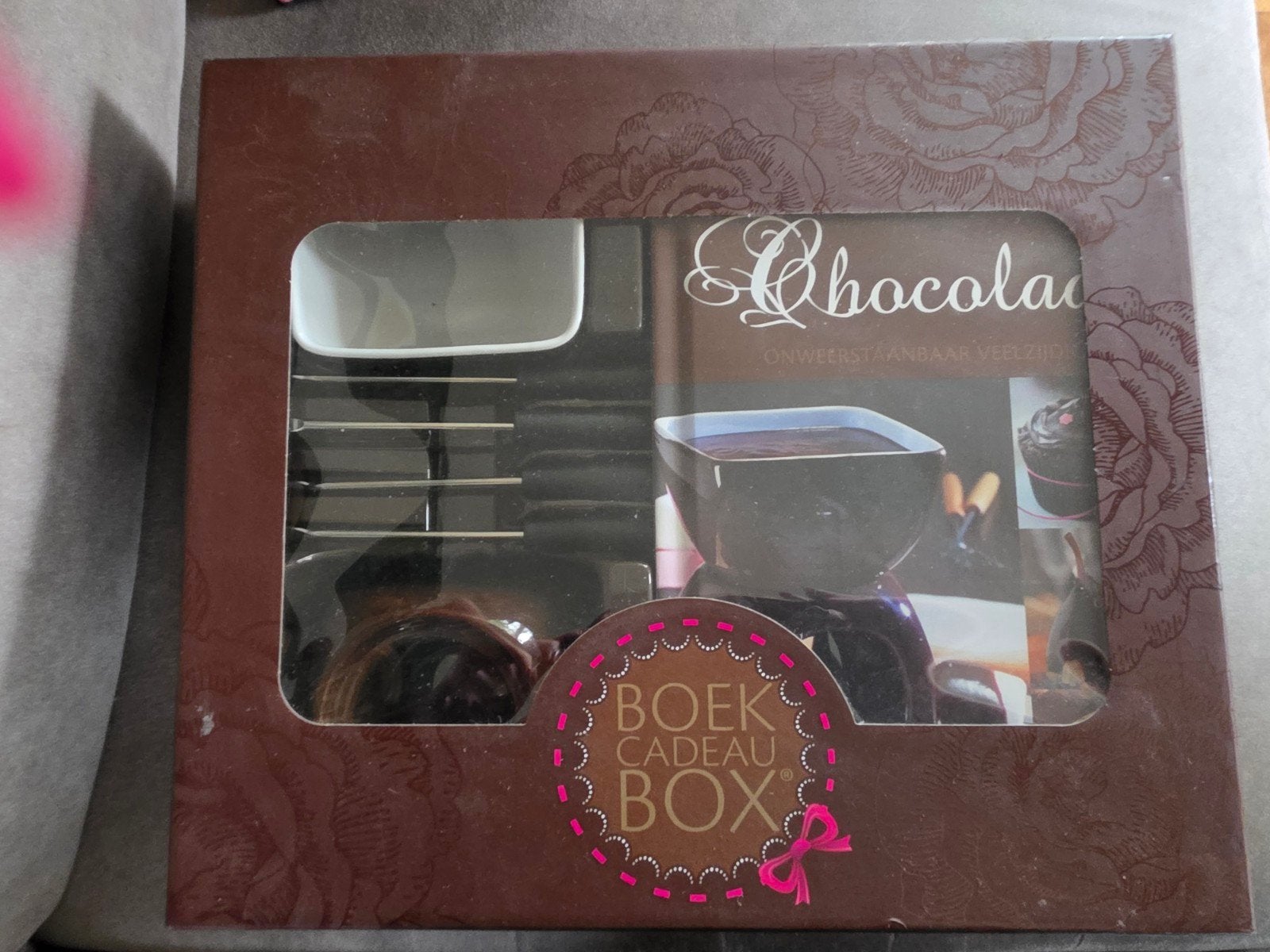 Boek Cadeau Box: Chocolade Boek + Fondue Set - Nieuw!, Ophalen of Verzenden, Nieuw, Overige gebieden, Taart, Gebak en Desserts