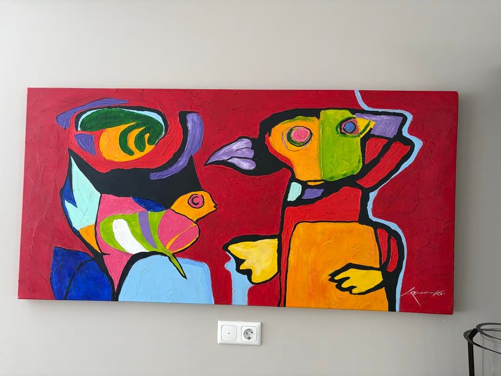 Modern Abstract Orgineel geschilderd schilderij op canvas, Antiek en Kunst, Kunst | Schilderijen | Abstract, Ophalen
