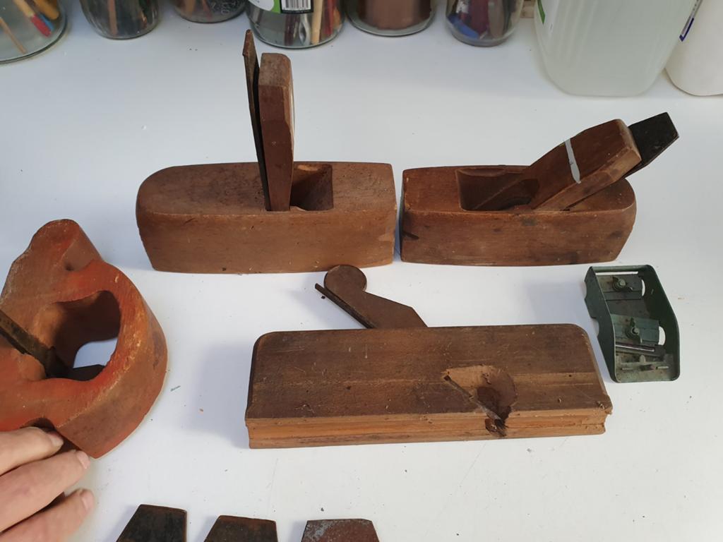 Diverse collectie vintage schaven en onderdelen, Antiek en Kunst, Antiek | Gereedschap en Instrumenten, Ophalen