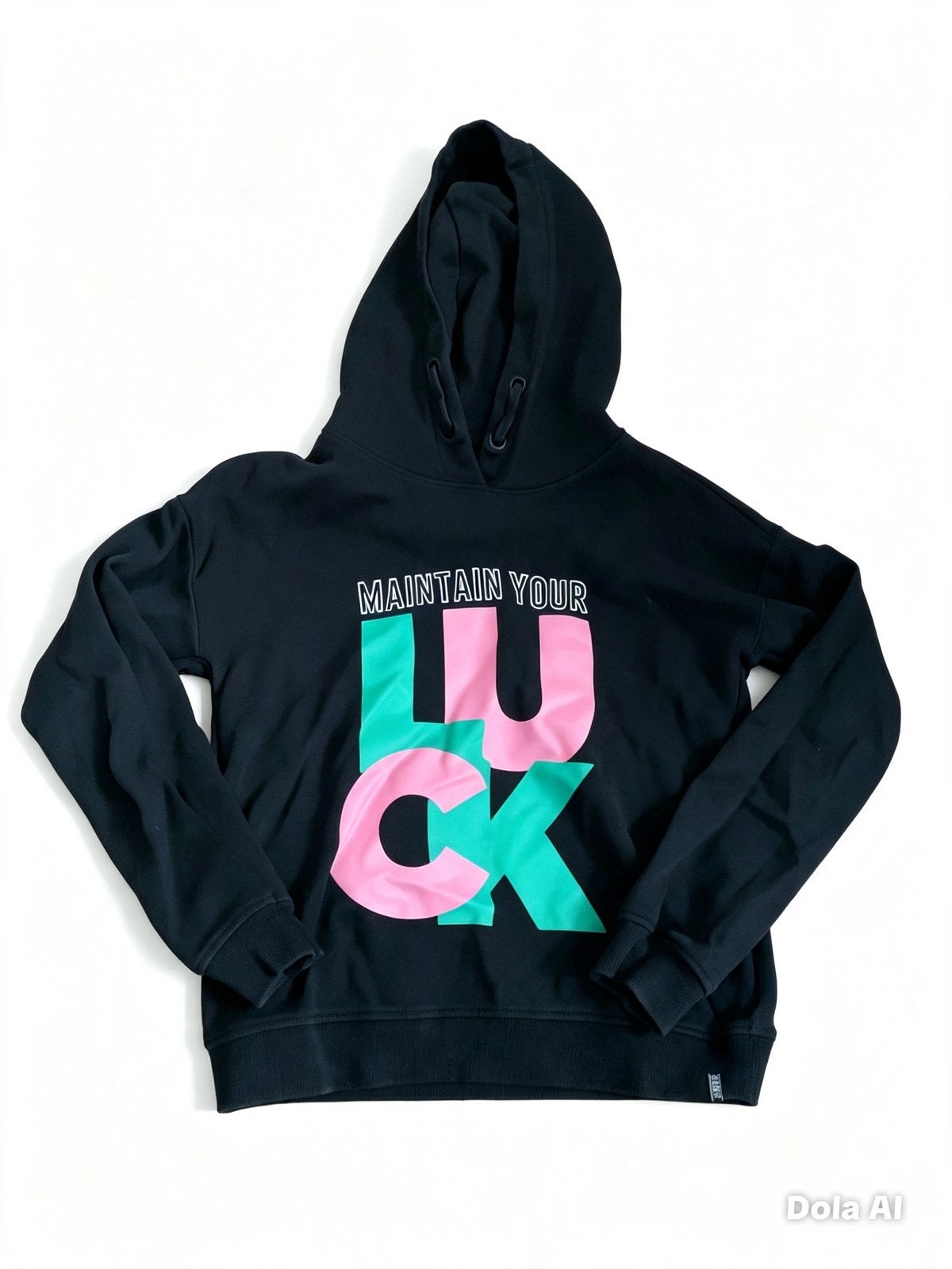 Zwarte hoodie met 'Maintain Your Luck' print, Kleding | Dames, Ophalen, Zo goed als nieuw, Maat 38/40 (M), Zwart