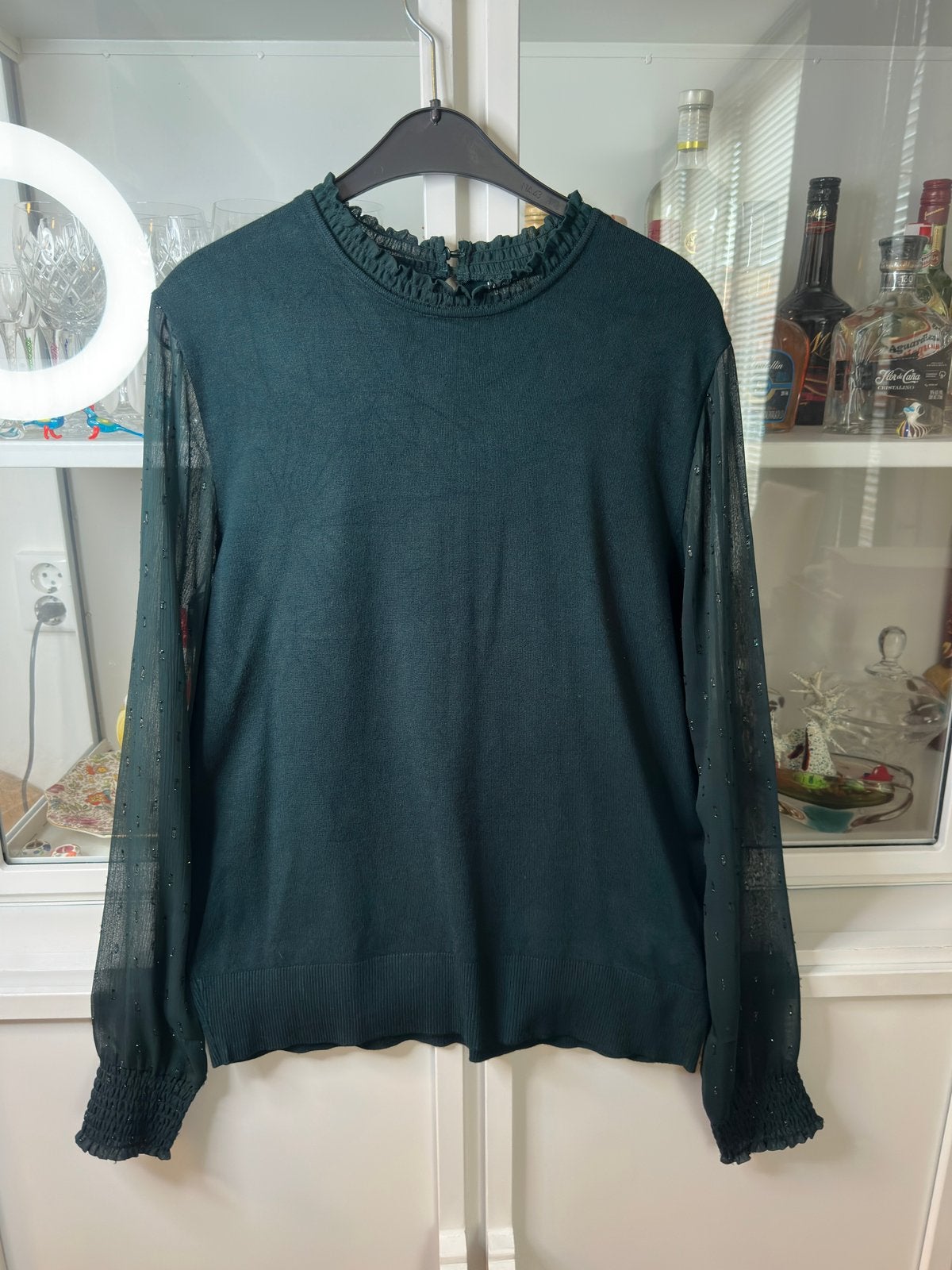 Camaïeu trui met glittermouwen - Maat XL, Ophalen of Verzenden, Zo goed als nieuw, Maat 42/44 (L), Groen