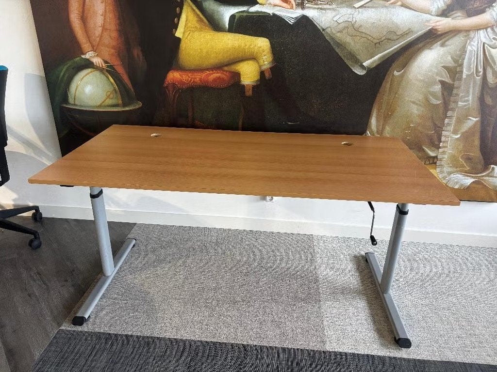 Gispen zit-zit bureau verstelbaar 160x80cm, Ophalen, In hoogte verstelbaar, Gebruikt