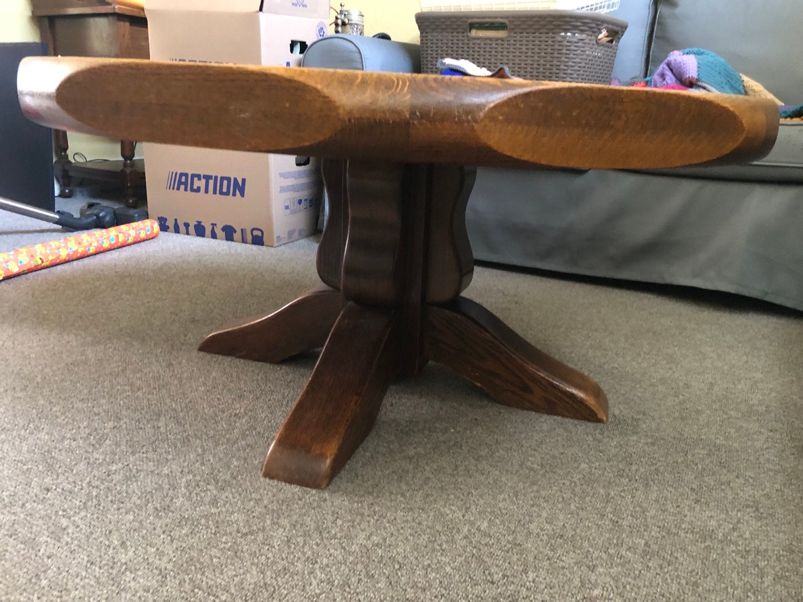 Houten salontafel met tegels, Huis en Inrichting, Tafels | Salontafels, Ophalen, Gebruikt, 50 tot 100 cm, Rond