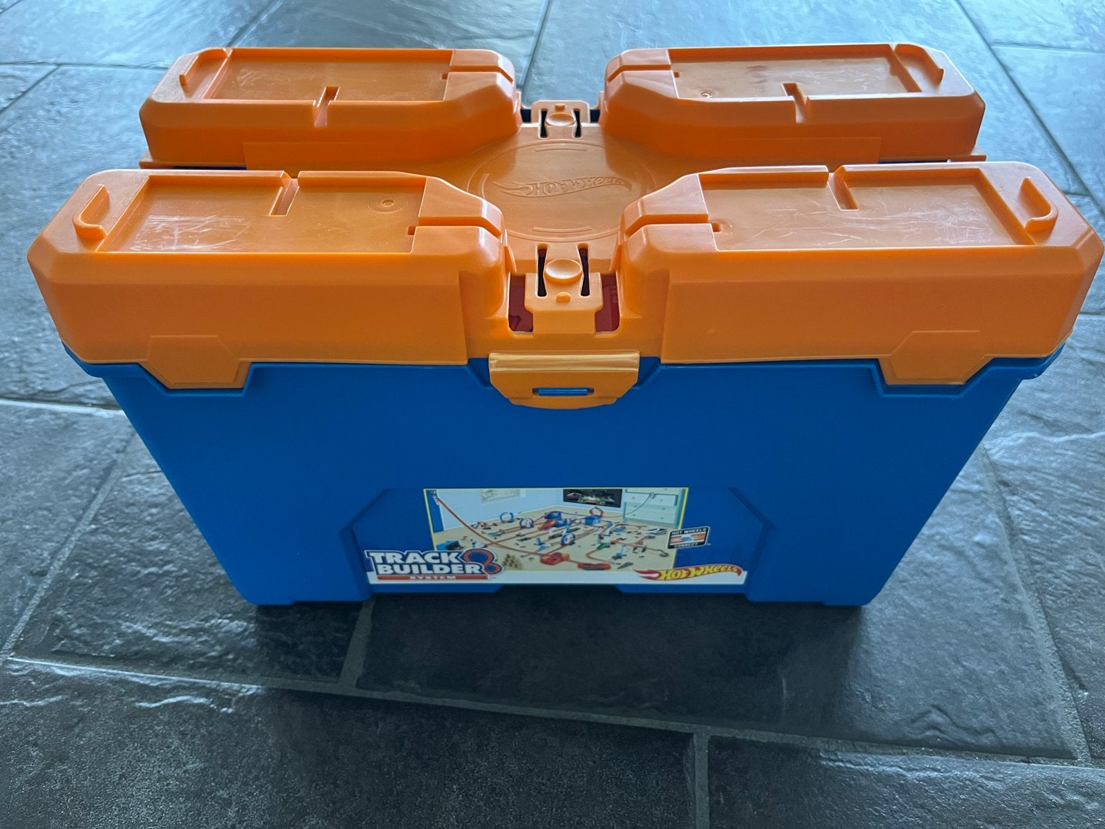 Hot wheels track builder system set met auto’s, Racebaan, Ophalen of Verzenden, Zo goed als nieuw, Hot Wheels