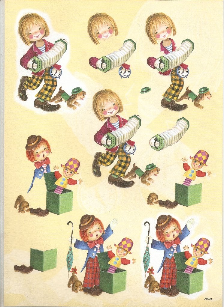 B25 clown duveltje doosje hondje harmonica knipvel, Ophalen of Verzenden, Nieuw, Kind, Knipvel
