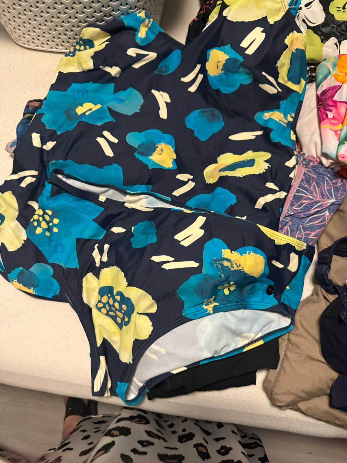 Livera Tankini Maat 46 - Blauw met Bloemenprint, Ophalen, Gedragen, Blauw, Overige typen