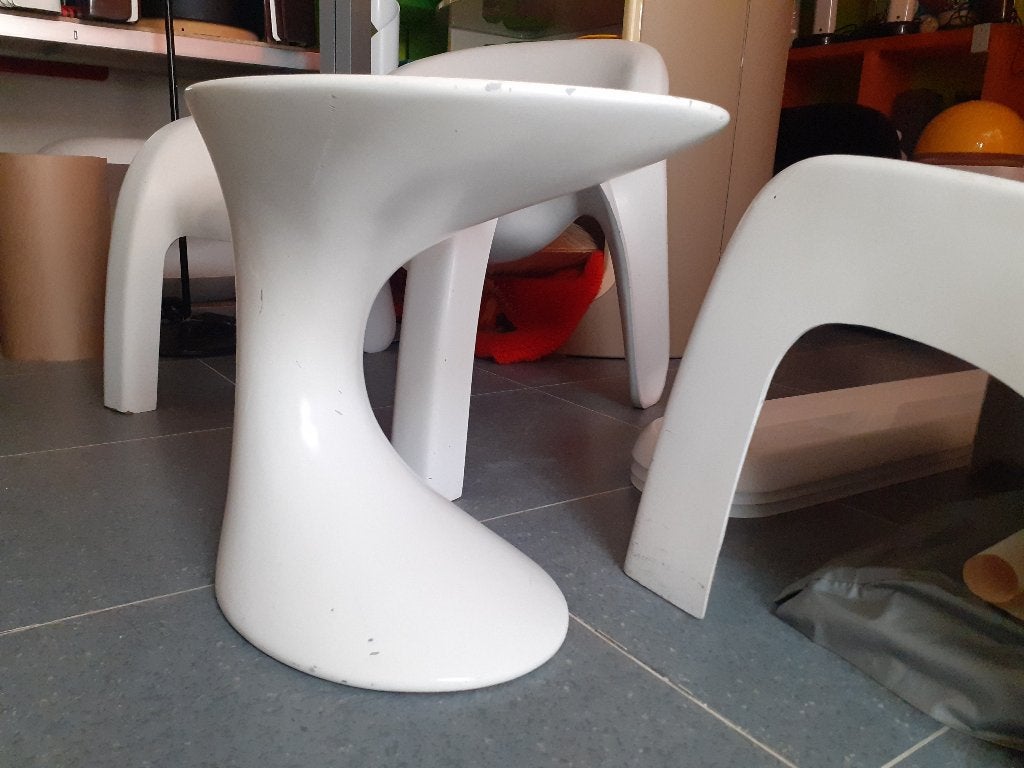 space age design wit kunststof bijzet tafel jaren 70 retro, Gebruikt, ?, Kunststof, Wit