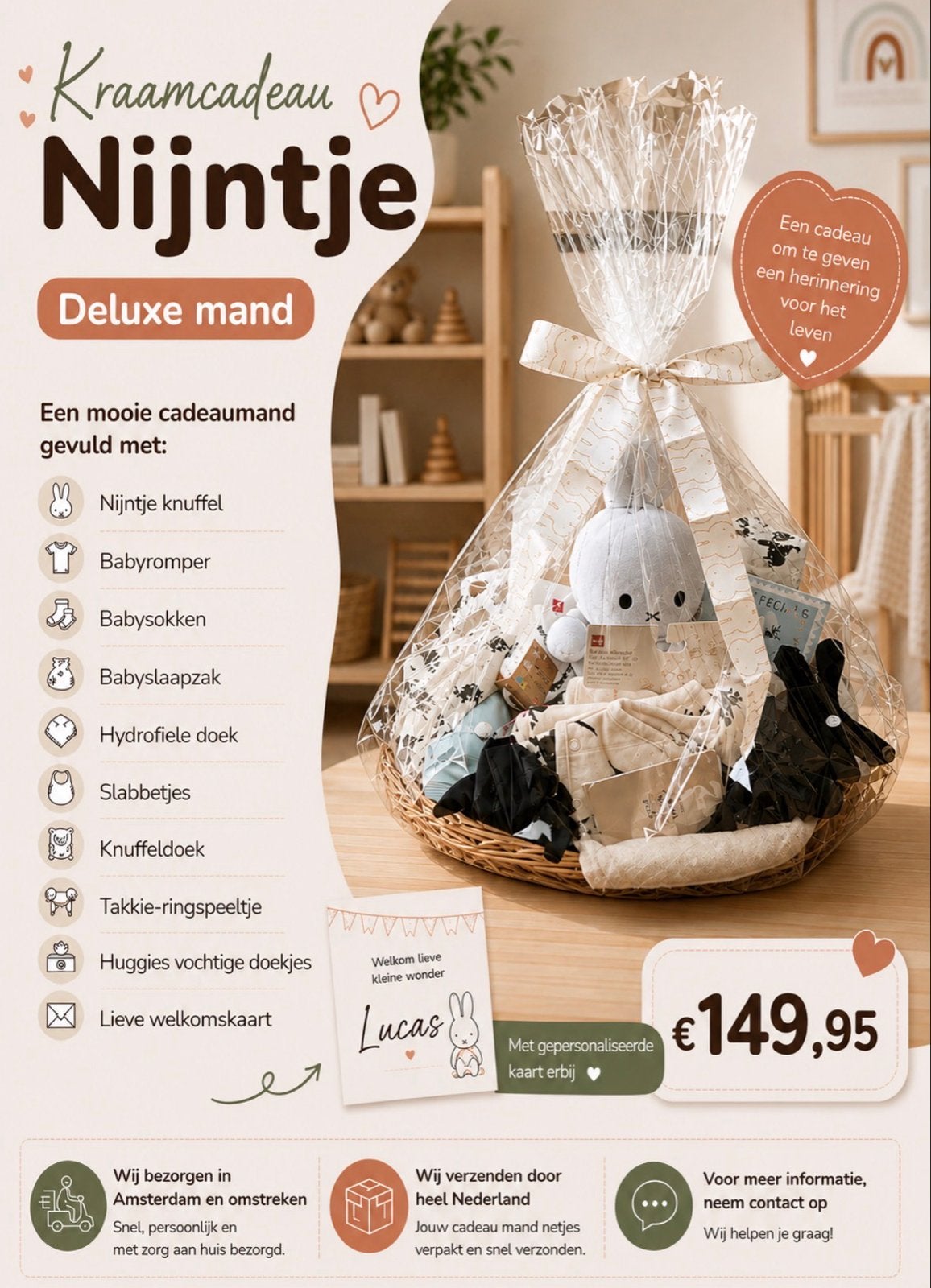 Kraamcadeaus en baby shower cadeaus, Ophalen of Verzenden, Nieuw, Kraamcadeau