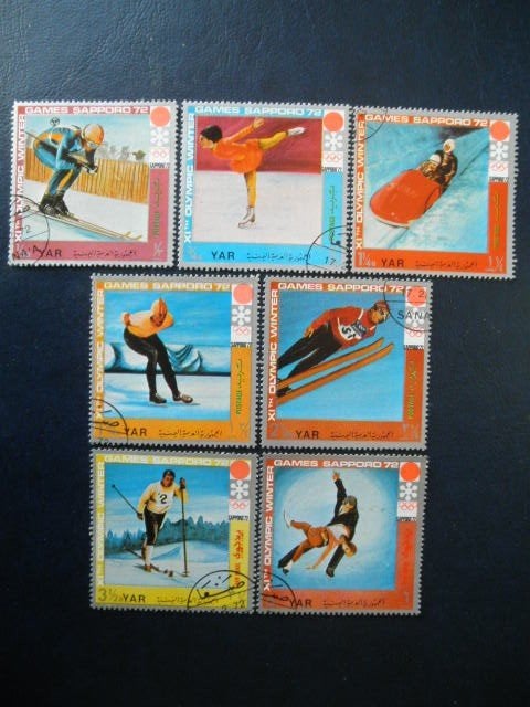 Postzegels Olympische Spelen Jemen 1971 wintersporten., Ophalen of Verzenden, Gestempeld, Sport