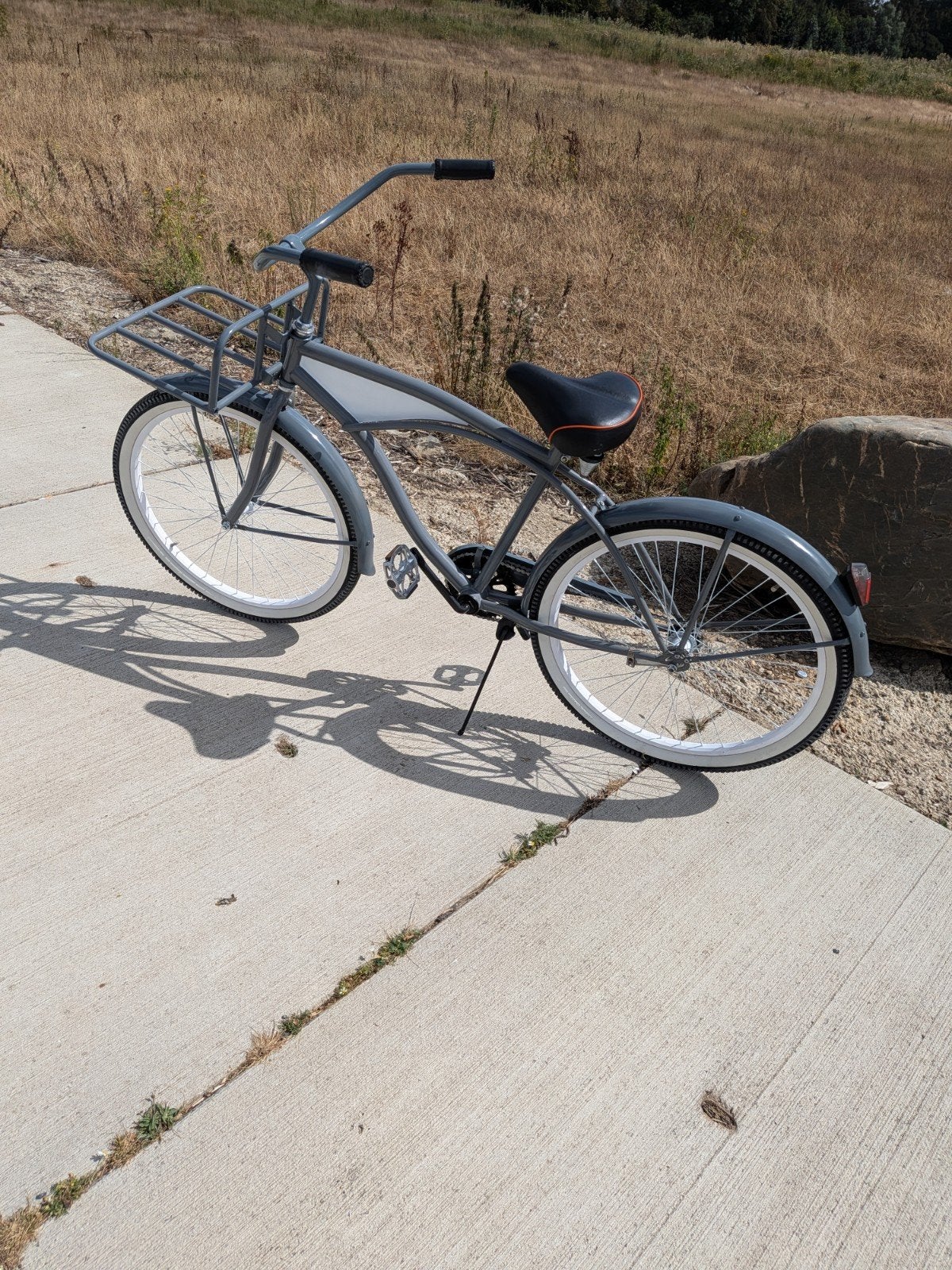 Grijze cruiser fiets met voordrager, Terugtraprem, Zo goed als nieuw, 53 tot 57 cm, Ophalen