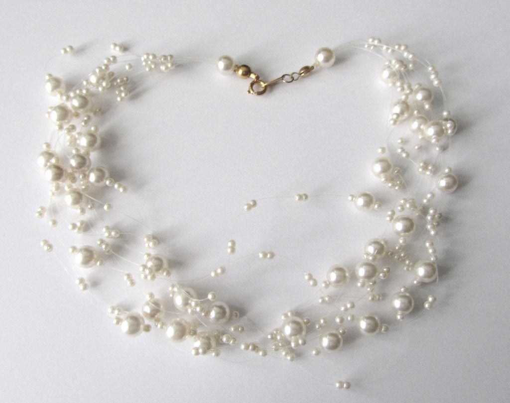 Prachtige Vegan Faux parels kraag ketting Choker Trouwaccess, Verzenden, Nieuw, Overige materialen