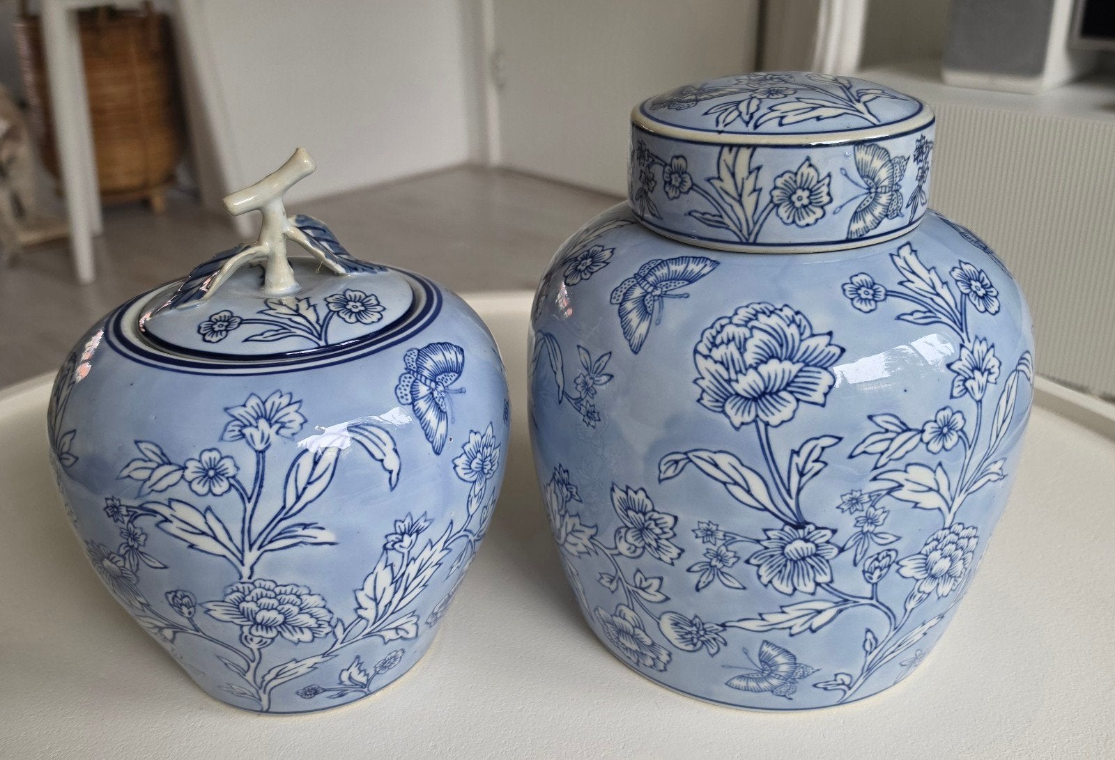 Riverdale Potten met Deksel - Blauw/Wit Bloemenprint, Blauw, Ophalen of Verzenden, Zo goed als nieuw, Met deksel