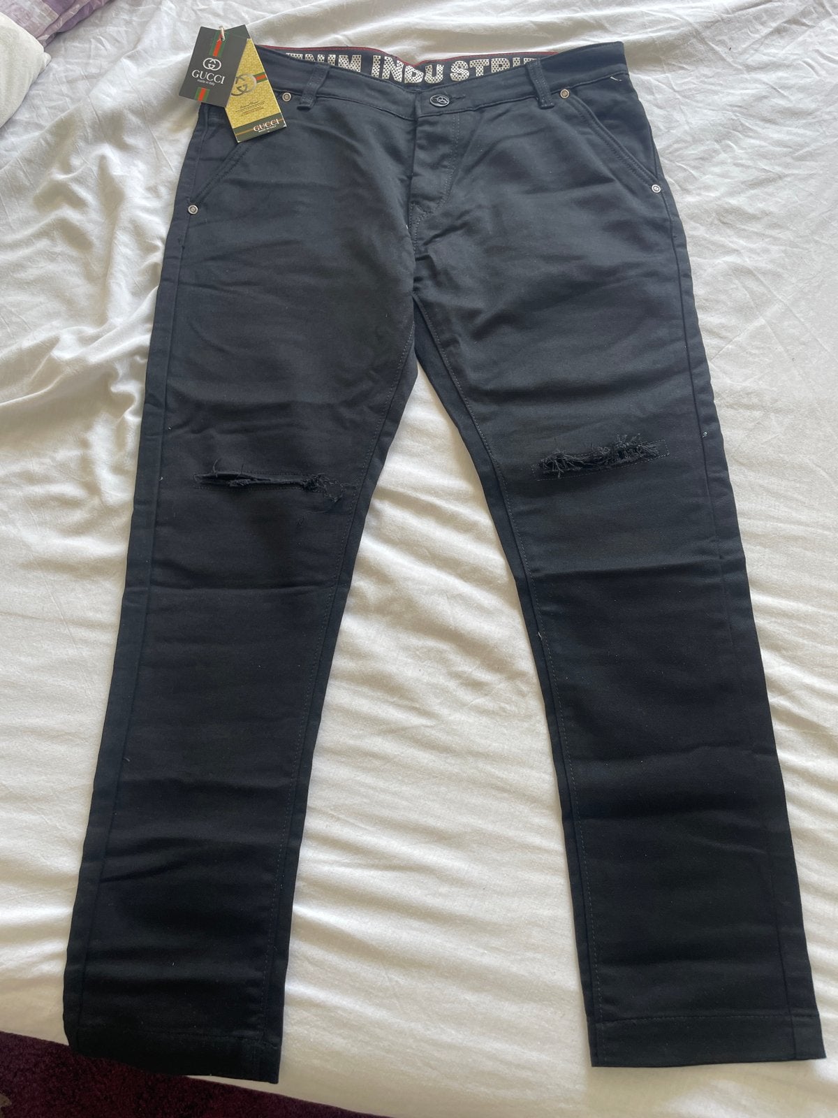 Zwarte Gucci spijkerbroek met scheuren, Ophalen, Nieuw, Zwart, W33 - W34 (confectie 48/50)